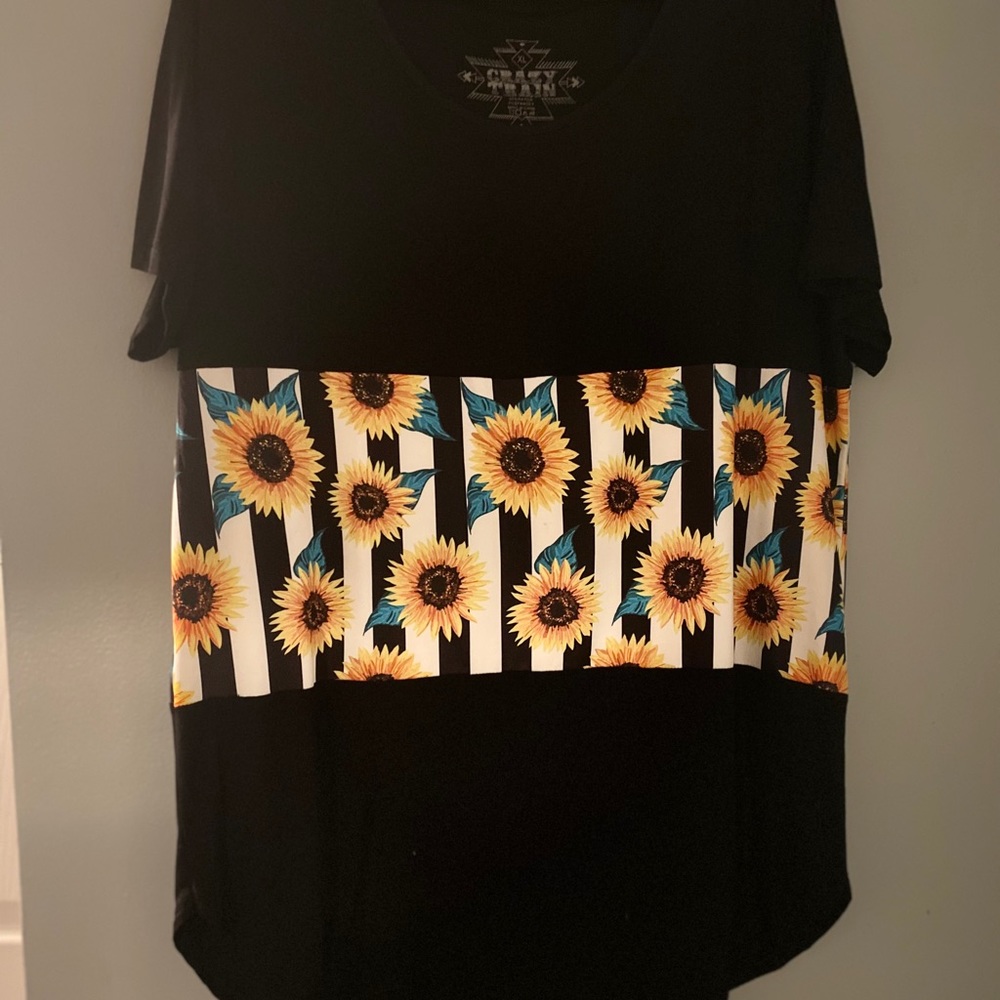Crazy train sunflower stripe top